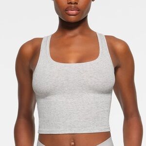 SKIMS Heather Gray Ribbed Tank Top